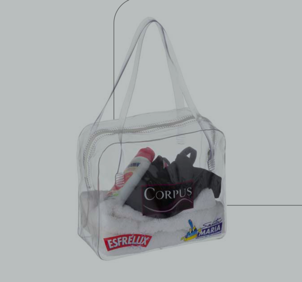 Bolsa em PVC Cristal alça de ombro transparente.